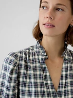 Crinkle Gauze Puff Sleeve Shirt