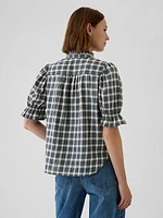 Crinkle Gauze Puff Sleeve Shirt