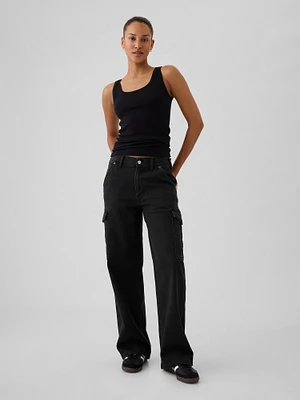 Mid Rise ;90s Loose Cargo Jeans