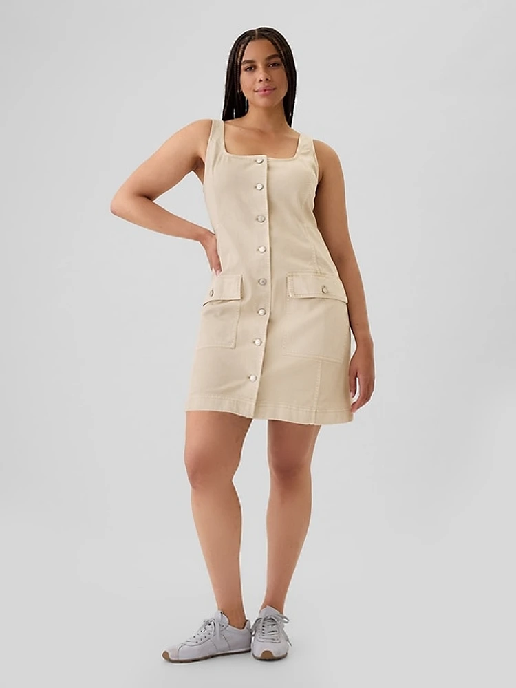 Utility Button Mini Dress