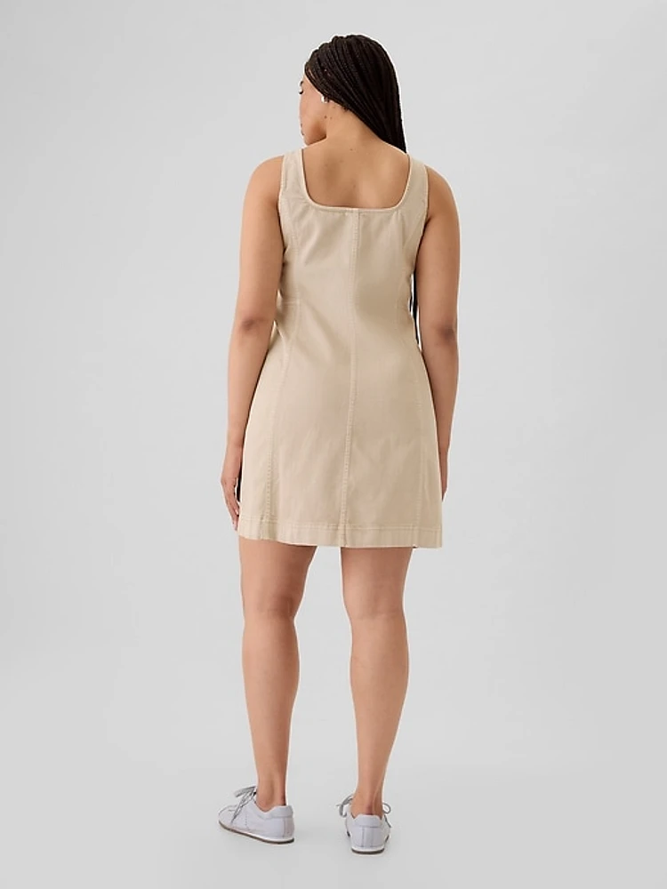 Utility Button Mini Dress