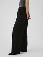 Wide-Leg Seamed Pull-On Pants