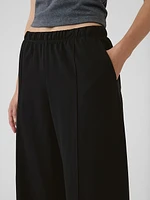 Wide-Leg Seamed Pull-On Pants