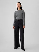 Modern Rib Cropped Boatneck T-Shirt