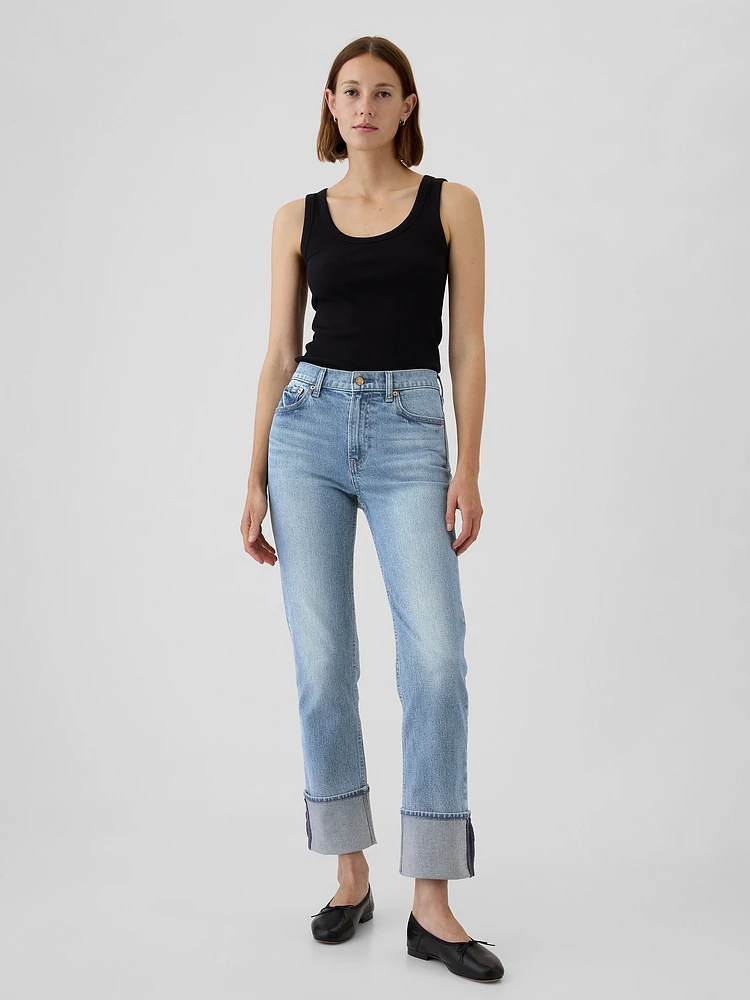 High Rise Cuffed ;90s Straight Jeans