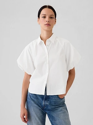 Organic Cotton Poplin Bubble Sleeve Shirt