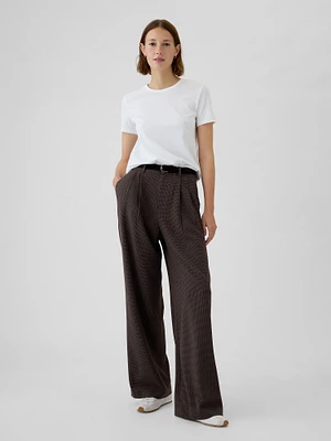 High Rise Brushed Twill Pleated Trousers