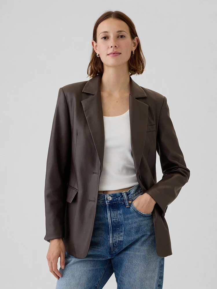 Vegan Leather Blazer