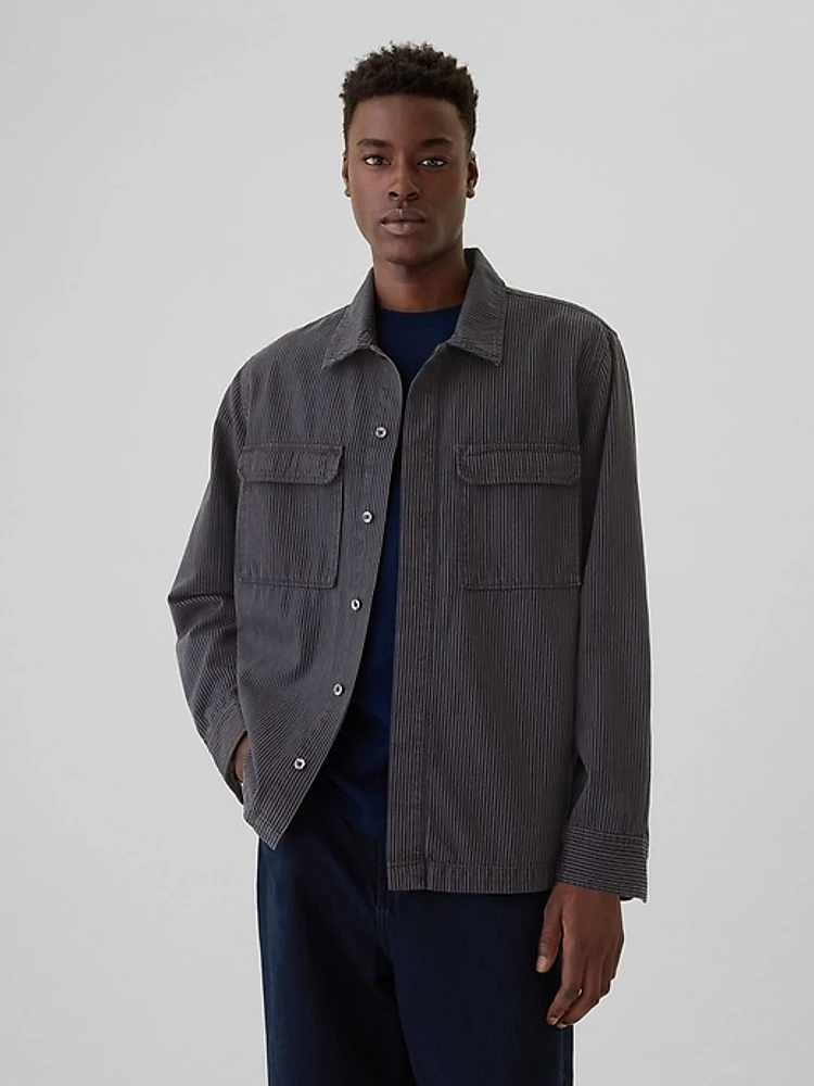 Railroad Stripe Denim Overshirt