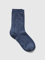 Pointelle Glitter Crew Socks