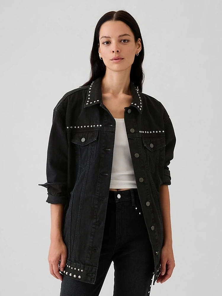 Studded Oversized Icon Denim Jacket