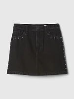 Studded Denim Mini Skirt