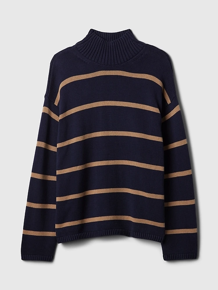 Oversized Split-Hem Mockneck Sweater