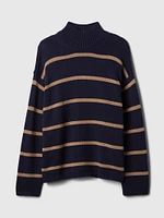 100% Cotton Oversized Split-Hem Mockneck Sweater