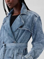 Longline Icon Denim Trench Jacket