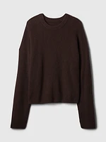 CashSoft Shaker-Stitch Crewneck Sweater