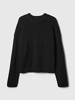 CashSoft Shaker-Stitch Crewneck Sweater