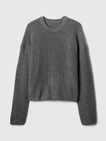 CashSoft Shaker-Stitch Crewneck Sweater