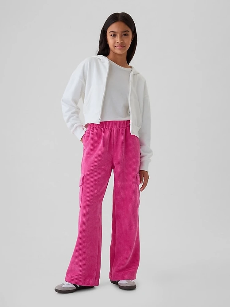 Kids Wide-Leg Corduroy Pull-On Cargo Pants