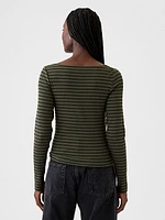 Modern Rib Cropped Boatneck T-Shirt