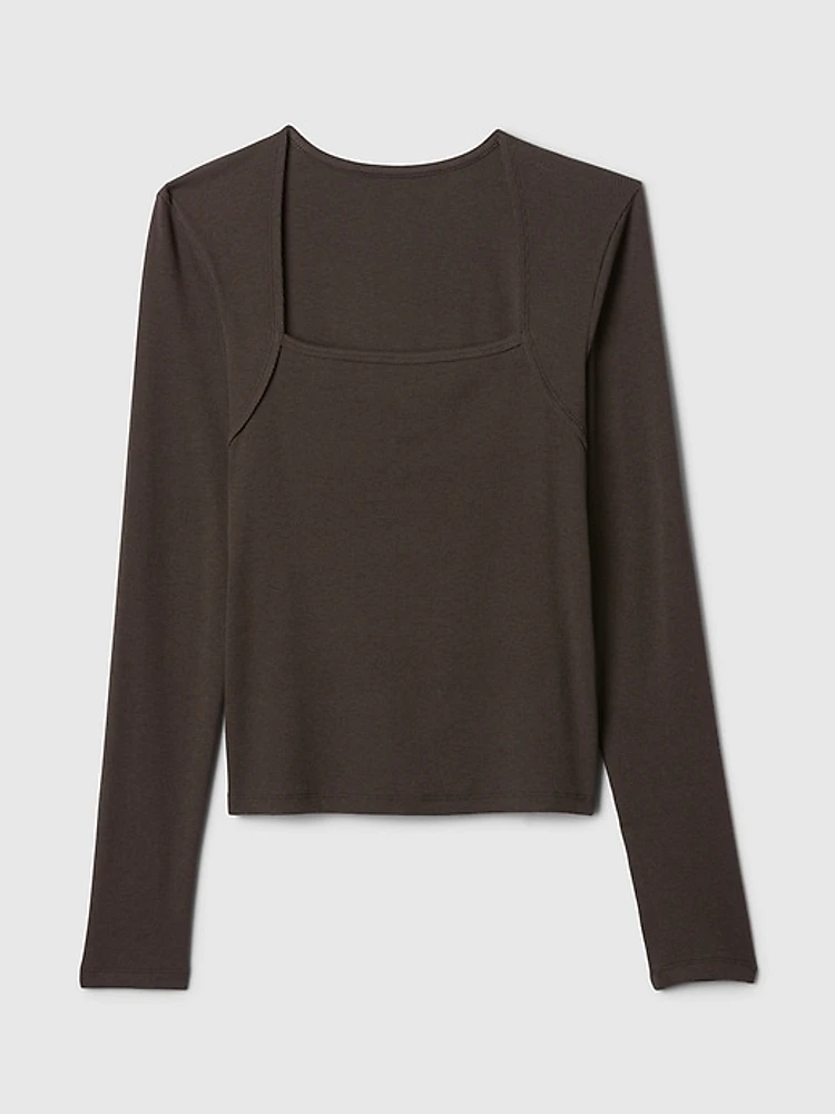 Modern Rib Square-Neck Top