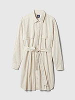 Organic Cotton Striped Mini Shirtdress