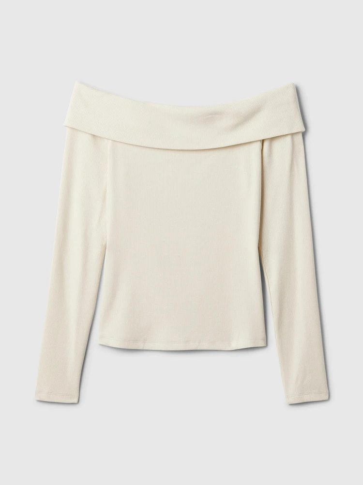 Modern Rib Off-Shoulder Cropped Top