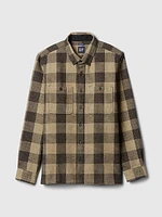 Waffle-Knit Flannel Shirt