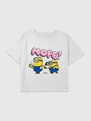 Kids Minions Nope Graphic Boxy Crop Tee