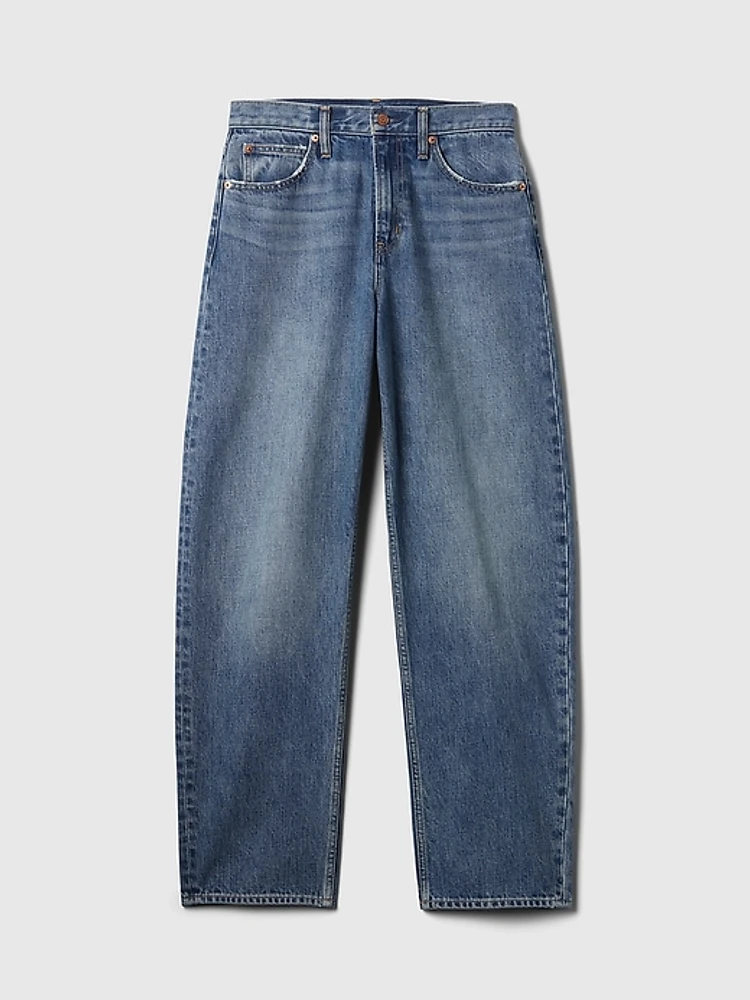 High Rise Crossover Barrel Jeans