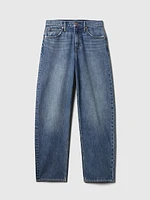 High Rise Crossover Barrel Jeans