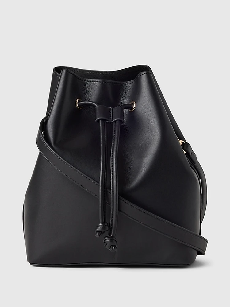 Vegan Leather Crossbody Bucket Bag