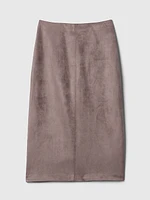 Vegan Suede Midi Skirt