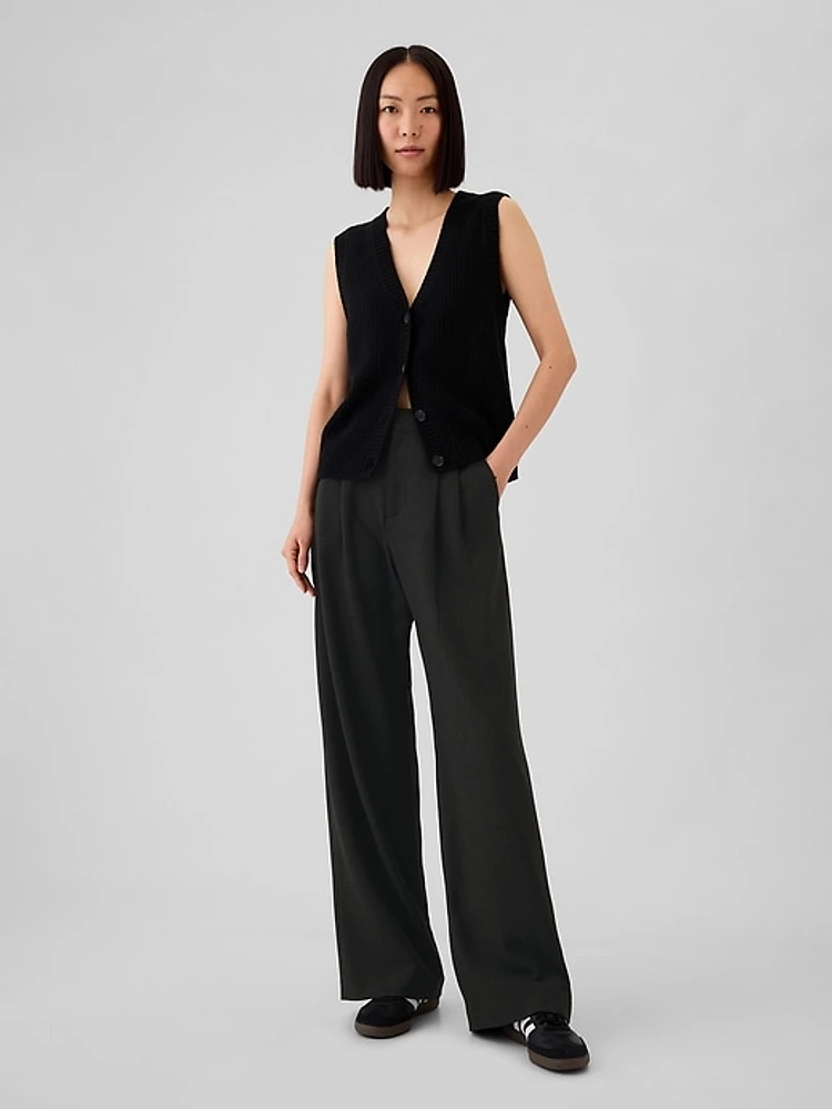 365 High Rise Brushed Twill Pleated Trousers