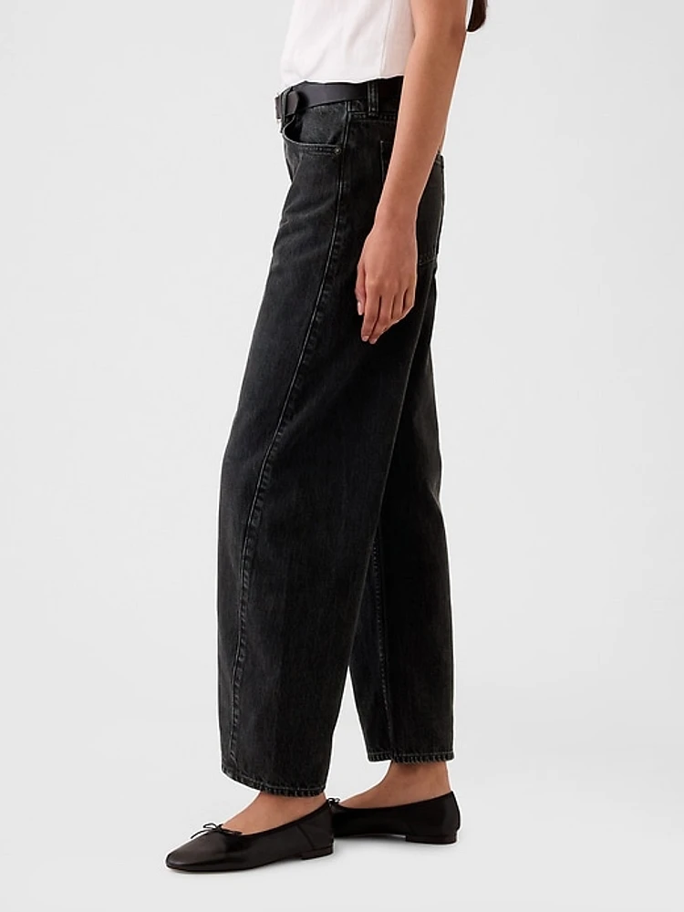 High Rise Crossover Barrel Jeans