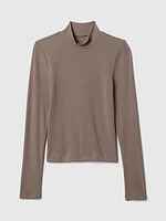 Modern Rib Cropped Mockneck Shirt