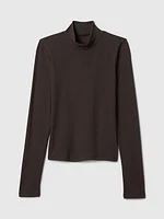 Modern Rib Cropped Mockneck Shirt