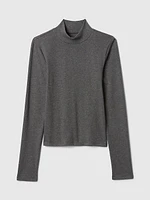 Modern Rib Cropped Mockneck Shirt