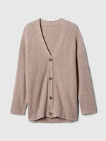 CashSoft Shaker-Stitch Boyfriend Cardigan