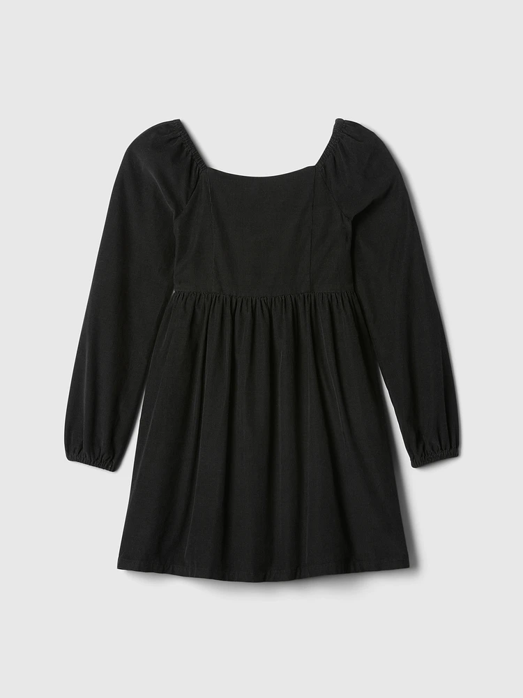 Kids Puff-Sleeve Corduroy Dress