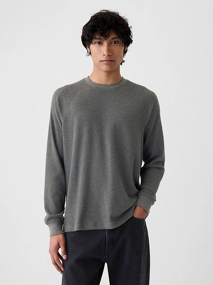 Waffle-Knit Raglan T-Shirt