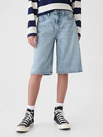 Kids Mid Rise Longline Denim Shorts