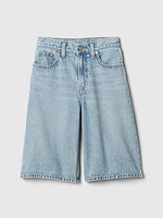 Kids Mid Rise Longline Denim Shorts