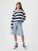 Kids Mid Rise Longline Denim Shorts