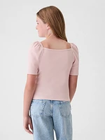 Kids Sweetheart Puff Sleeve Top