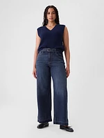 High Rise Stride Belted Wide-Leg Jeans