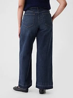 High Rise Stride Belted Wide-Leg Jeans