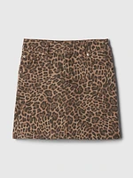 Leopard Denim Mini Skirt