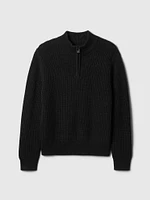 Kids Shaker-Stitch Quarter-Zip Sweater