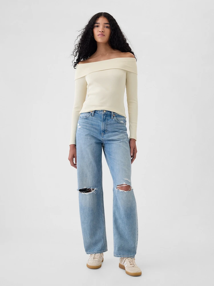 Modern Rib Off-Shoulder Cropped Top
